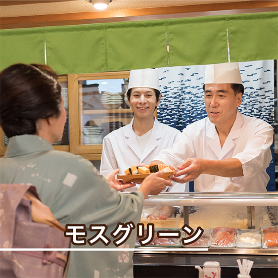 店舗用 無地カウンターのれん モスグリーン