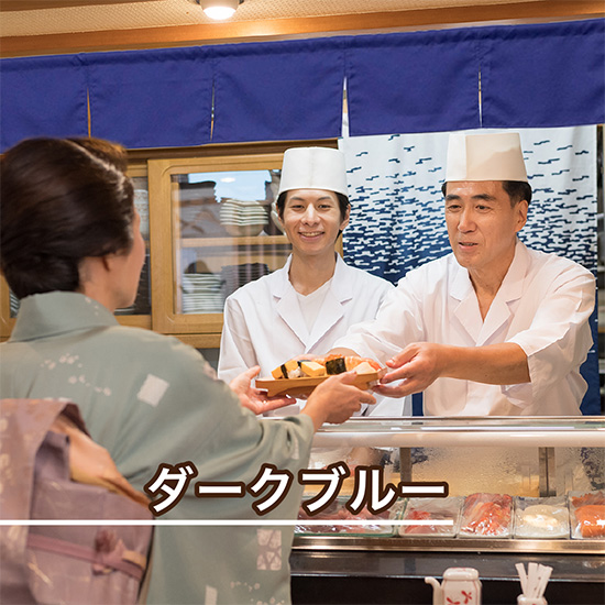 店舗用 無地カウンターのれん ダークブルー