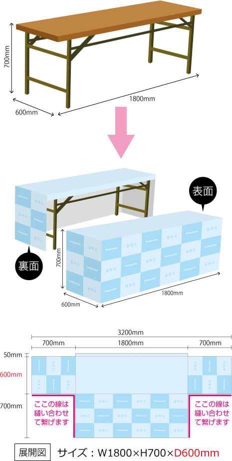 テーブルカバー（奥行600mm）